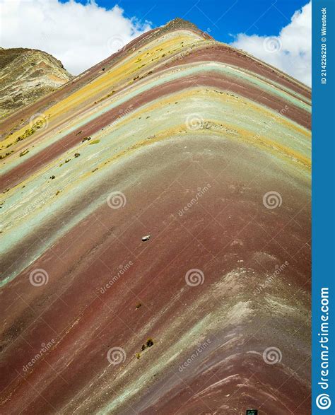 Summit Of Vinicunca Rainbow Mountain In Cusco Peru Stock Photo