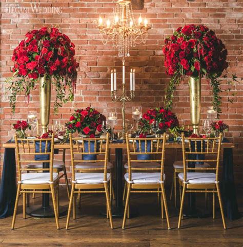 Burgundy is one of the most popular colors for fall nuptials, it looks very lush and noble with gold accents; Rich Red and Gold Wedding Ideas | ElegantWedding.ca | Red wedding theme, Red gold wedding, Red ...