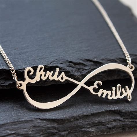 Infinity Name Necklace In Sterling Silver Personalised Two Name