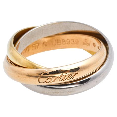 Cartier Trinity De Cartier 18k Three Tone Gold Rolling Ring Size 57 For