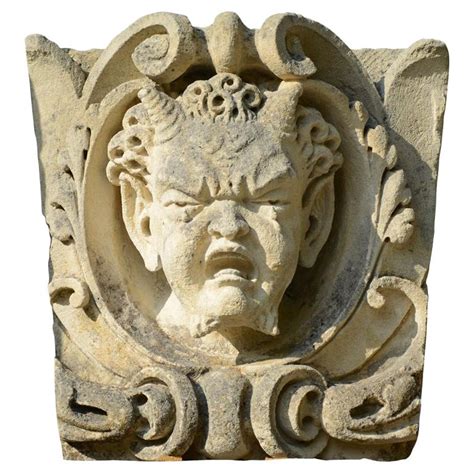 Stone Mascaron Representing A Satyr 19th Century For Sale At 1stdibs