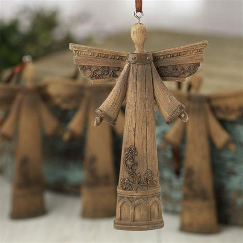Rustic Faux Wood Angel Ornaments Christmas Ornaments Christmas And