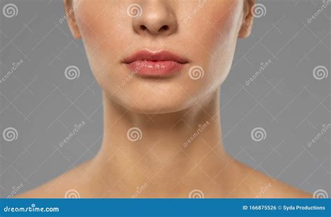 Close Up Of Beautiful Young Woman Face And Neck Stock Photo Image Of