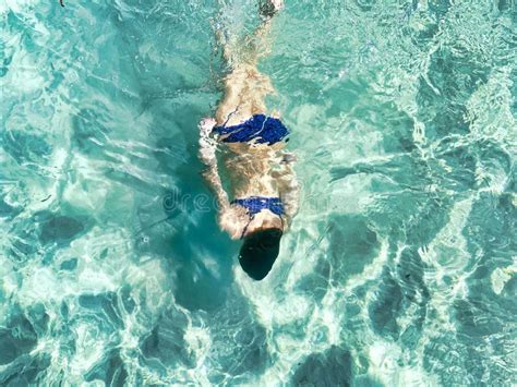 Girl Swimming Underwater In Turquoise Sea Stock Photo Image Of Nature Reflection