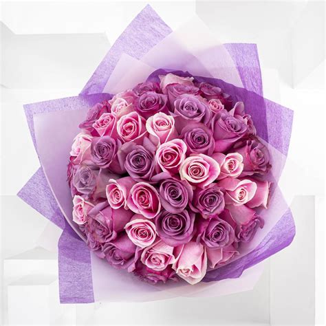 Pink And Purple Rose Bouquet By Bella Fleurs D Amour