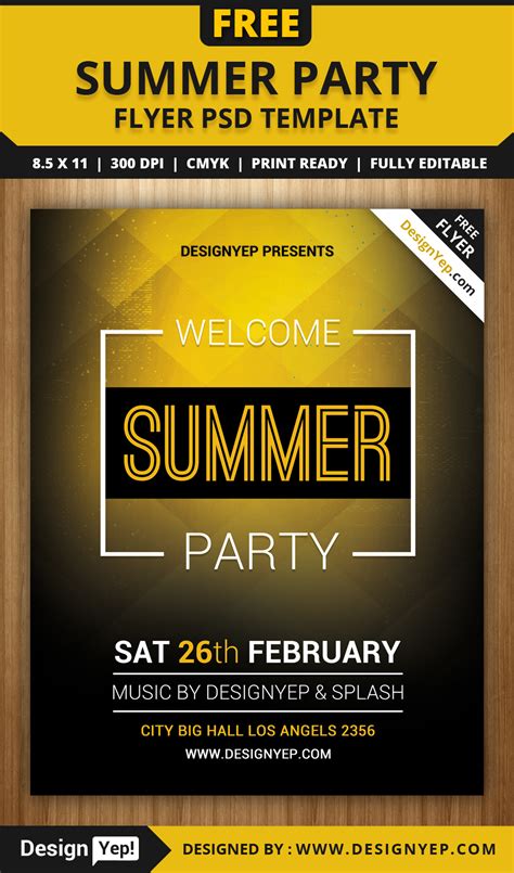 summer  party flyer psd template designyep