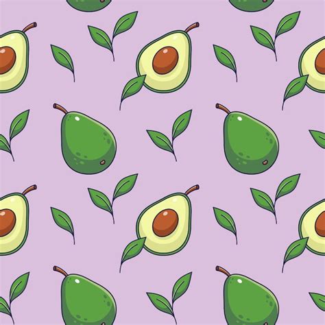 Premium Vector Cute Green Avocado Seamless Pattern In Doodle Style