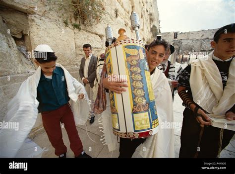 Jewish Bar Mitzvah Ceremony At The Western Wall Wailing Wall Jerusalem
