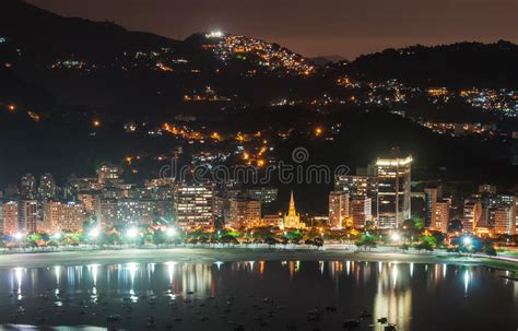 Night View Of Botafogo In Rio De Janeiro Stock Image Image Of Beach