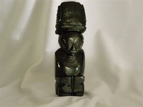 Carved Obsidian Aztec Figurine Idol Chiefton 1025 Large Etsy