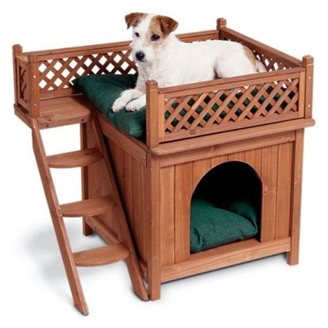 Wooden Raised Dog Bed With Stairs Indooroutdoor Wooden Dog House