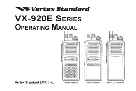 Vertex Standard Vx 920e Series Operating Manual Pdf Download Manualslib