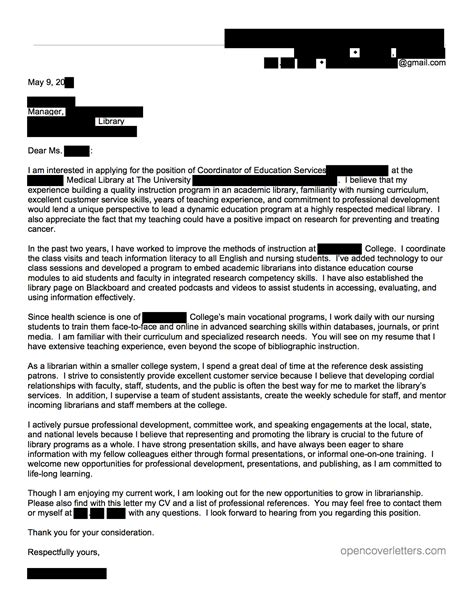 Department Head Open Cover Letters Examples Of Reference Letters