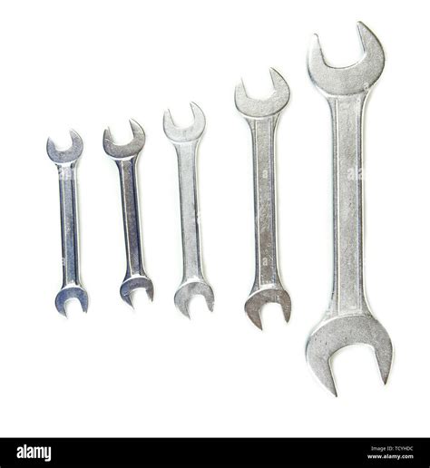 Different Types Of Wrenches Isolated On White Stock Photo Alamy