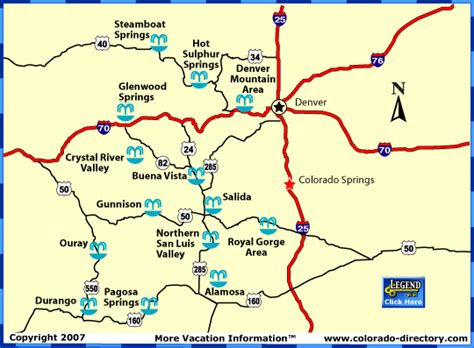 Colorado Hot Springs Map Co Vacation Directory