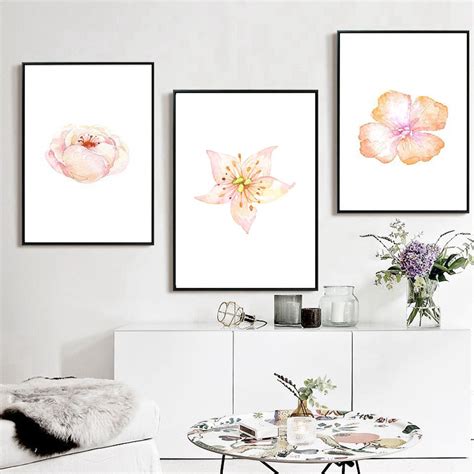 Beautiful Small Pink Flower Home Decor Painting Nordic