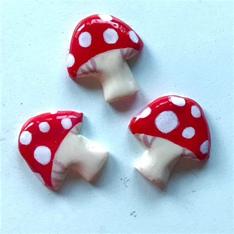 Red Mushroom Pin Mushroom Clay Pins Handmade Pins Etsy Uk