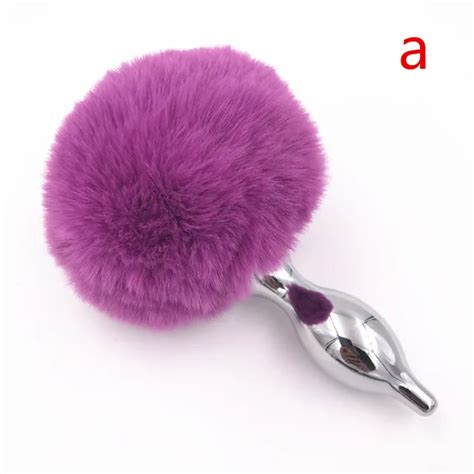 Anal Plug Purple Rabbit Girl Tail Role Smooth Stainless Steel Anus