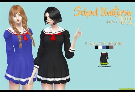 School Uniform V2 At Zauma Via Sims 4 Updates Sims 4 Dresses Sims 4