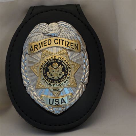 Chpus Concealed Handgun Permit Badge With Leather Holder Org Badge