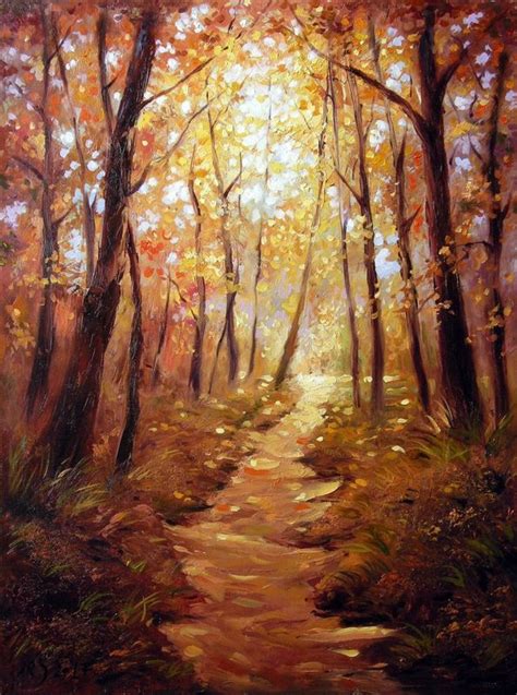 Through The Sun Drenched Forest Impressionistic Palette Knife Oil