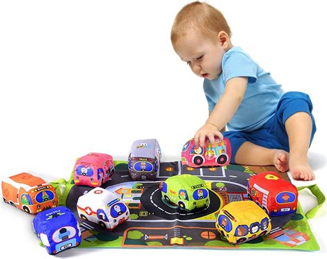 Soft Car Toy Set With Play Mat For 1 Year Old Babytoddlers