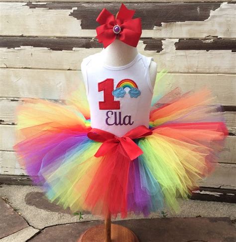 Rainbow 1st Birthday Tutu Outfit Personalized Baby Girl