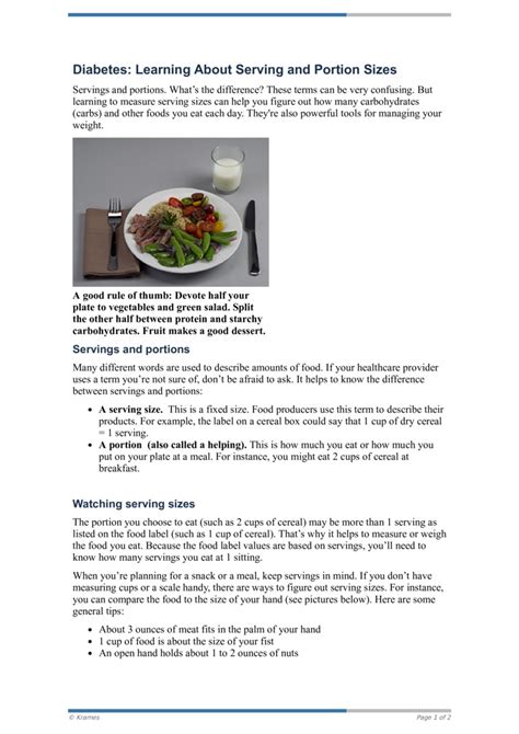 Pdf Diabetes Learning About Serving And Portion Sizes Healthclips