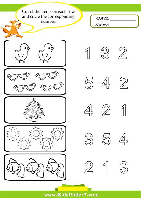 Kids Under 7 Preschool Counting Printables