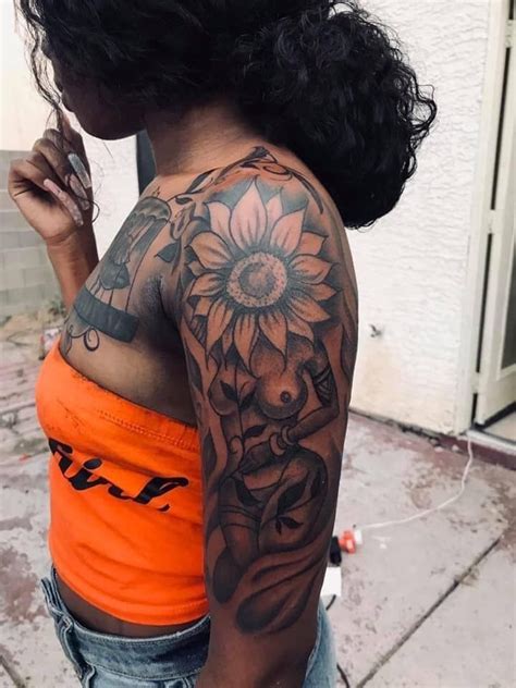 pin by faith walker on tattoos in 2020 stylist tattoos black girls with tattoos unique half