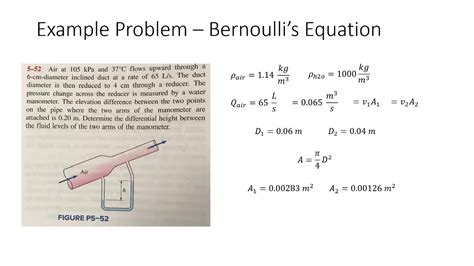 Fluid Mechanics Example Bernoullis Equation Youtube