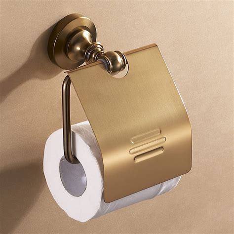Luxury Gold Toilet Antique Paper Roll Holder With Cover Bath