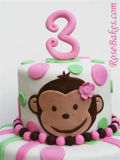 Pink Mod Monkey Cake Top Picture Rose Bakes