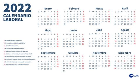 Calendario Laboral 2022 Estos Son Todos Los Festivos Y Puentes Del Riset