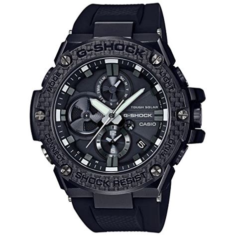 Mens Casio G Shock G Steel Black Carbon And Resin Bluetooth Watch