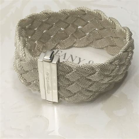 Excellent Preloved Tiffany And Co Somerset Braided Mesh Bracelet Bangle