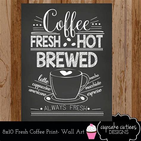 Coffee Chalkboard Art Coffee Bar Fresh Brewed Digital Wall Art Print