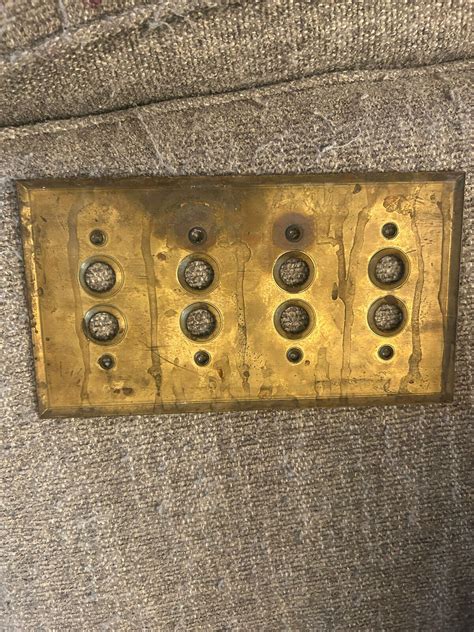 Vintage Brass 4 Gang Push Button Light Switch Cover Plate 1920s N223
