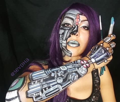 Robot Cyborg Makeup Face Painting By Sevdha Blog