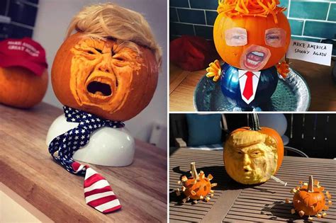 donald trump pumpkin carvings are the halloween craze for 2020 as people create terrifying