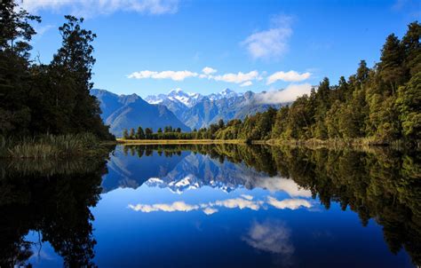 Wallpaper Forest Mountains Lake Reflection New Zealand New Zealand