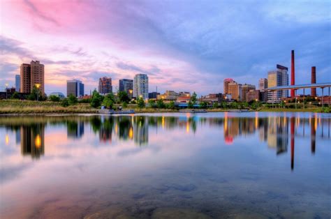 Multicolored City Reflection Buildings Lake Free Image Download