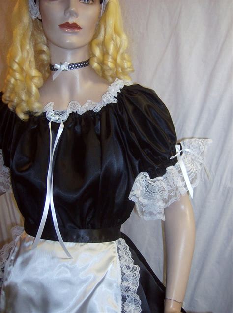 4pc adult black satin french maid costume sexy sissy dress and etsy