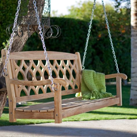 Have To Have It Theia Teak Wood Porch Swing Porch Swing Garden Swing Seat Wooden Garden Swing
