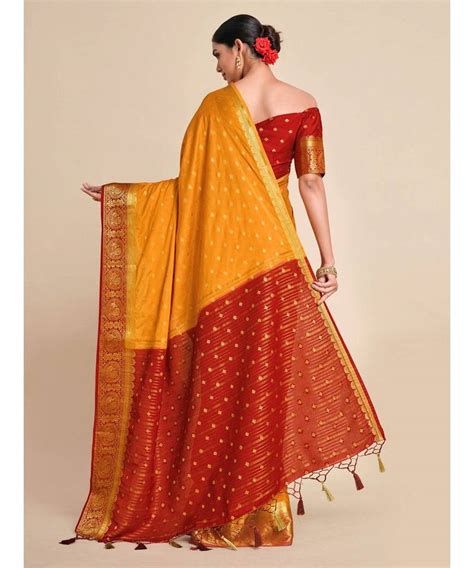 Womens Mysore Silk Crepe Saree With Unstiched Blouse Mimosa 3729376