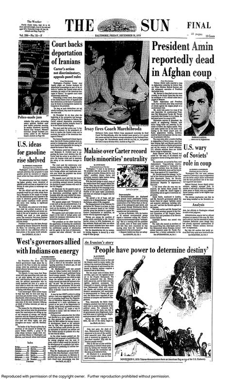 Retro Baltimore The Sun Front Page December 28 1979 Click On