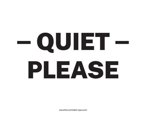 Quiet Zone Sign Printable