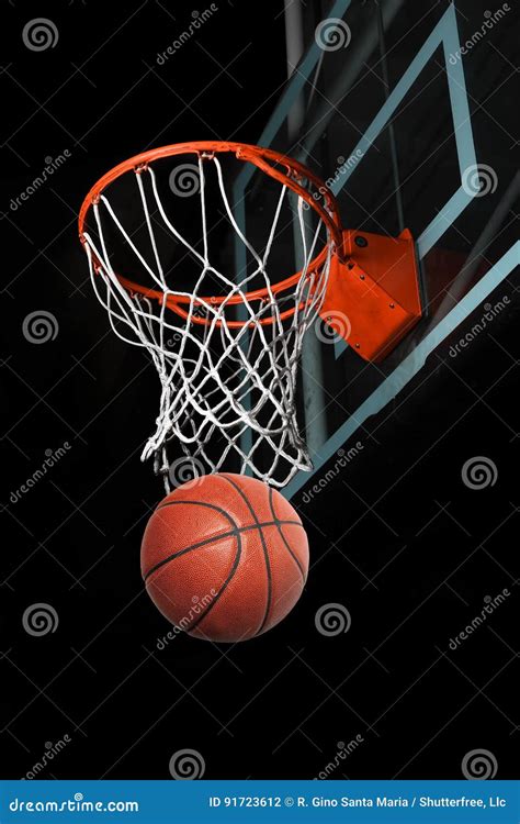 Basketball Hoop Isolated On Black Background Horizontal Sport Poster