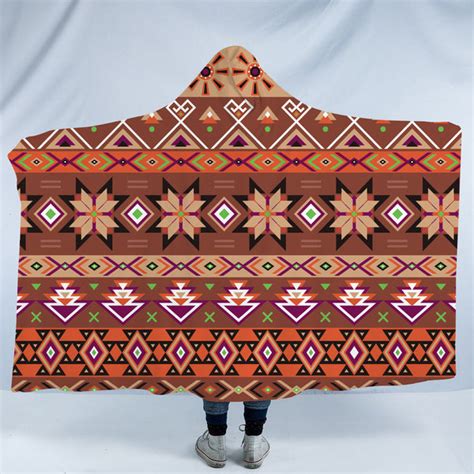 Hdb016 Pattern Native American Design Hooded Blanket Powwow Store