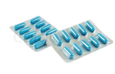 Blue Antibiotic Pills On White Stock Image Colourbox